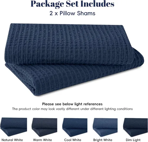 Miniatura 6 de PHF - Fundas de almohada 100% algodón con tejido gofre europeo, 26 x 26 pulgadas, sin relleno, paquete de 2 unidades, elegantes fundas decorativas