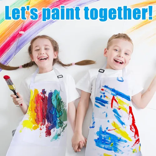 Miniatura 5 de Handepo 30 Pcs Children Artists Aprons Adjustable Chef Apron Kids Painting Aprons for Cooking Kitchen Grilling Painting