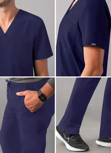Miniatura 4 de Adar Addition Go-Basic - Conjunto de uniforme médico para hombre, camiseta médica clásica con cuello en V y pantalones de uniforme médico tipo cargo