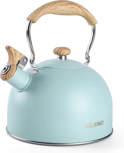 Miniatura 13 de Hervidor de Té, BELANKO 85 OZ / 2.5 Litros Hervidor de Té Silbante, Teteras para Estufa de Acero Inoxidable Grado Alimentario con Mango Plegable