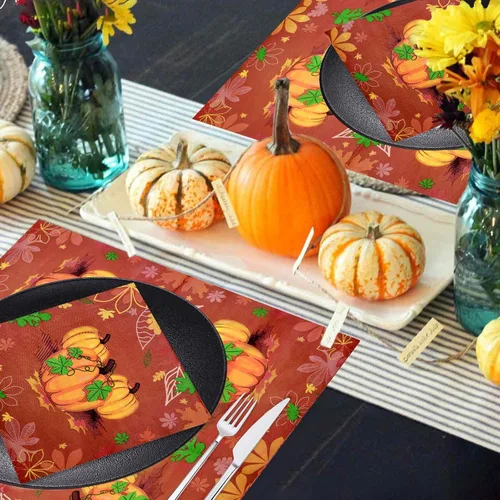 Miniatura 6 de Paquete de 40 servilletas de papel para el día de Acción de Gracias, 13 x 13 pulgadas, servilletas desechables de calabaza, vajilla de almuerzo