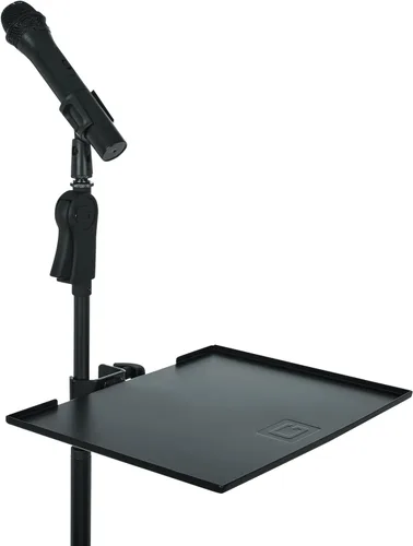 Miniatura 12 de Gator Frameworks Cases Accesorio de Soporte de Micrófono con Abrazadera Portavasos y Pestaña para Púas de Guitarra, Bandeja Extra Grande, 14" x 9