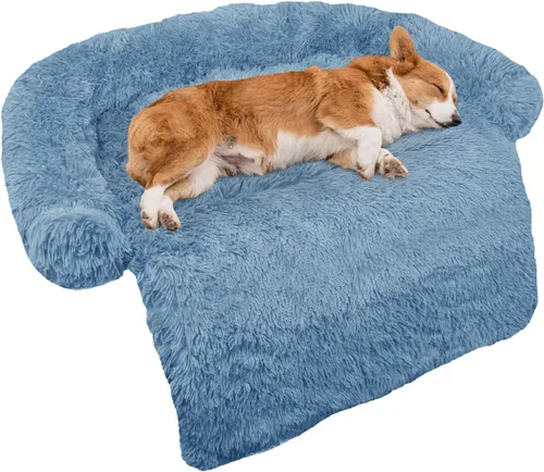 Miniatura 49 de Cama calmante para perro, tapete de felpa esponjoso para perros con protector de muebles con funda extraíble lavable para perros y gatos grandes