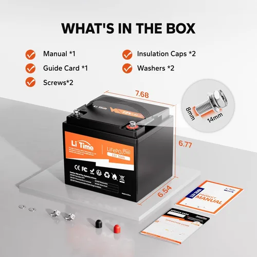 Miniatura 5 de LiTime 12V 50Ah Batería de litio LiFePO4 para RV, batería de ciclo profundo máx. 15000, ultra ligera de 11.57lbs, perfecta para autocaravana