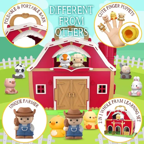 Miniatura 3 de SpringFlower Juguetes para Niños Pequeños de 1 2 3 Años de Edad Niños y Niñas, Juguete de Granero Grande con Animales de Granja, Juguetes Educativos