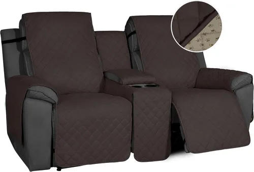 Miniatura 12 de Easy-Going Funda de sofá reclinable antideslizante con consola, resistente al agua, funda de sofá reclinable doble con correa ajustable, funda Beige