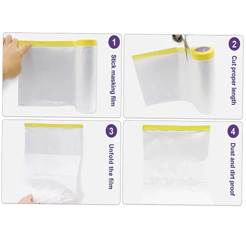 Miniatura 5 de 3 rollos de película adhesiva de plástico transparente de 3.6 pies x 65 pies, película de pintura transparente para pintura para pared, piso