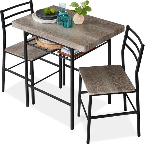 Miniatura 13 de Best Choice Products Juego de comedor moderno de 3 piezas, comedor que ahorra espacio para cocina, comedor, espacio pequeño con marco de acero