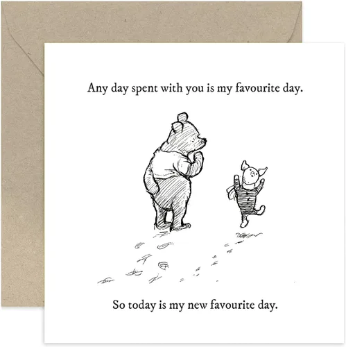 Old English Co. - Tarjeta de cumpleaños de Winnie The Pooh para amiga, cita favorita de Winnie The Pooh y Piglet para hermana, prima, BFF – Tarjeta