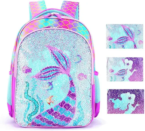 THE Crafts Mochila escolar reversible con lentejuelas, ligera, para niños pequeños, para preescolar, jardín de infantes, primaria (17 pulgadas,