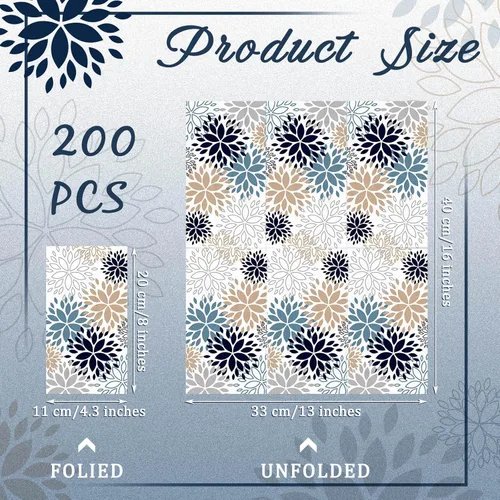 Miniatura 2 de Karenhi 200 Piezas Toallas de Papel de Mano Florales de 2 Capas de Flores de Dalia para Invitados, Servilletas de Papel de Primavera para Baño