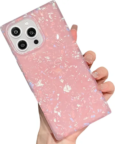 Miniatura 35 de Elegante Funda con Concha de Madre Perla para Niña Compatible con iPhone 14 de 6.1 Pulgadas, Funda Rectángulo con Borde, Elegante y delgada