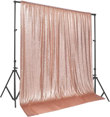 Miniatura 45 de PartyDelight - Fondo de lentejuelas rosa intenso de 6 pies x 8 pies para fotografía, cortina de bodas y eventos especiales Rosa encendido