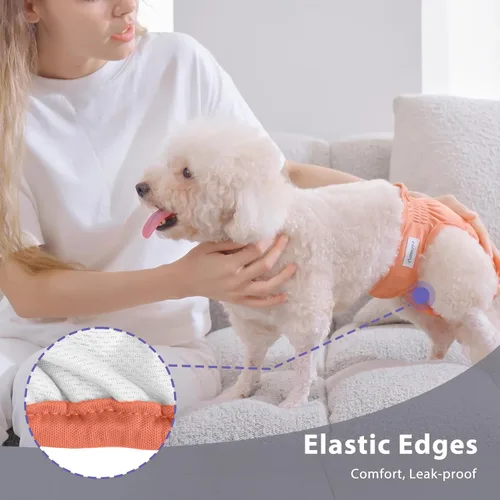 Miniatura 8 de Vecomfy - Pañales reutilizables para perras de tamaño mediano, (paquete de 4) pañales grandes para perros absorbentes fáciles para orinar, en celo