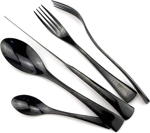 Miniatura 2 de Juego de cubiertos de lujo de 20 piezas, acero inoxidable 18/10, utensilios de cubiertos resistentes para 4, incluye cuchillo de carne, tenedor