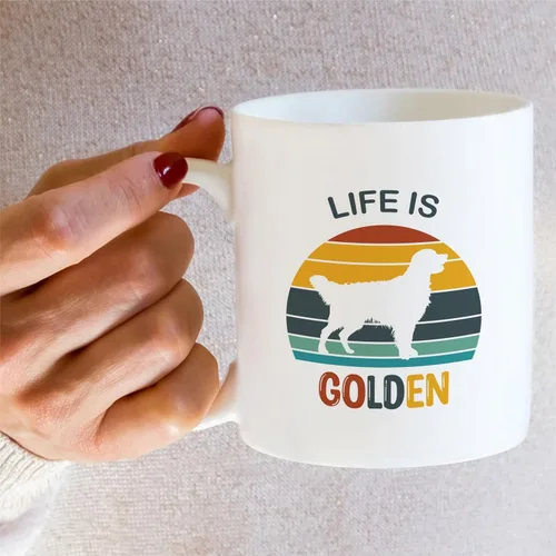Miniatura 5 de Retreez - Taza divertida con texto en inglés "Cute Golden Retriever Life is Golden Dog Lover Dog Mom Dad", 325 ml, taza de café de cerámica, regalo