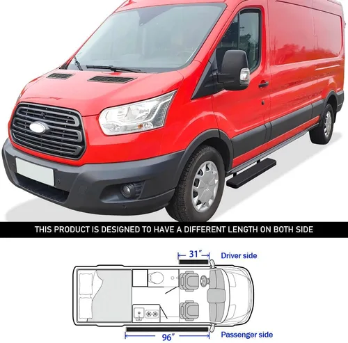 Miniatura 6 de APS Estribos (Escalones Laterales Barras de Escalón) compatibles con Ford Transit 2015-2026 Van de tamaño completo de 3 puertas