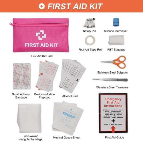 Miniatura 4 de THINKWORK - Kit de emergencia de automóvil, kit de asistencia de emergencia en carretera con cables de arranque de 10 pies, kit de primeros Rosado