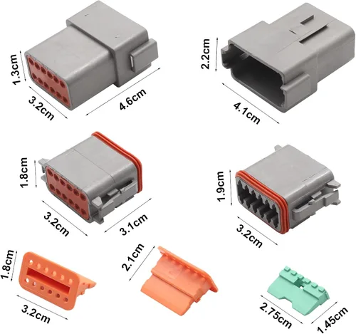 Miniatura 2 de 3 juegos de conectores de la serie DT de 12 pines, conector impermeable DT04-12P DT06-12S, conector de cable eléctrico continuo de 13 amperios 14-18