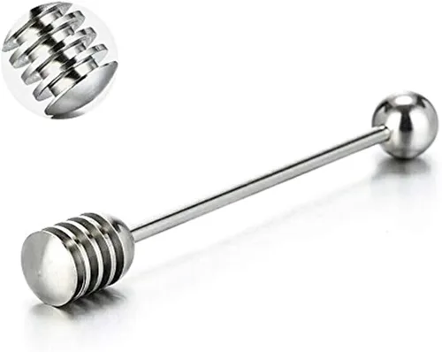 Cuchara de miel y jarabe, varita de acero inoxidable 304 para tarros de miel y jarabe, 6.3 pulgadas