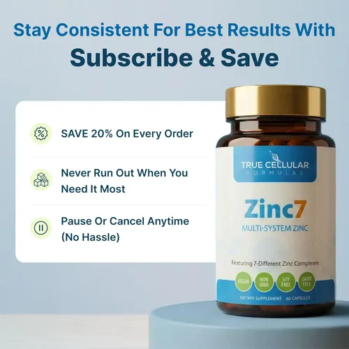 Miniatura 6 de Zinc7 Apoyo inmunológico diario (50mg): Complejo de zinc de triple acción para sueño profundo, claridad mental e inmunidad fuerte Energía natural