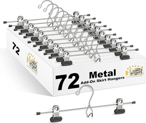 Miniatura 12 de 6 perchas de calidad para pantalones resistentes para falda/colgador de metal, clips ajustables extra anchos, multiapilables, para añadir