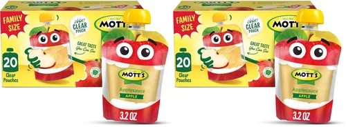 Miniatura 28 de Mott's Puré de manzana sin azúcar añadido, hecho de fruta real, sin sabores artificiales, bolsas transparentes de 3.2 onzas, paquete de 20