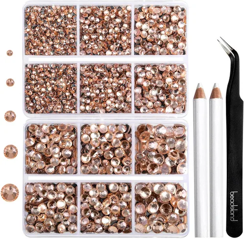 Miniatura 11 de 6736 piezas de diamantes de imitación Hotfix con parte trasera plana, diamantes de imitación rosa para manualidades y ropa, 5 tamaños mixtos, kit