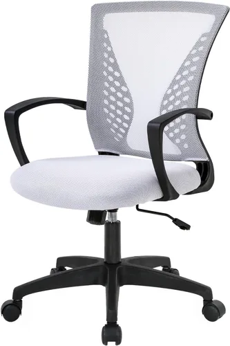 Miniatura 11 de Silla de oficina FDW para el hogar, con respaldo de altura media, para computadora, con soporte lumbar giratorio, ajustable, para trabajo, Negro