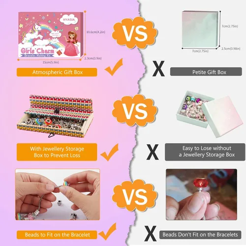 Miniatura 3 de Kit de fabricación de pulseras con dijes para niñas, juguetes de unicornio para niñas de 6, 7, 8, 9, 10+ años, kit de joyería DIY para niñas de 8 a