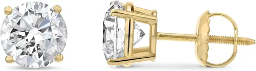 Miniatura 4 de Aretes de oro blanco de 14k de la colección de Tienda con certificación AGS con poste de rosca y tuerca color J-K claridad I1-I2