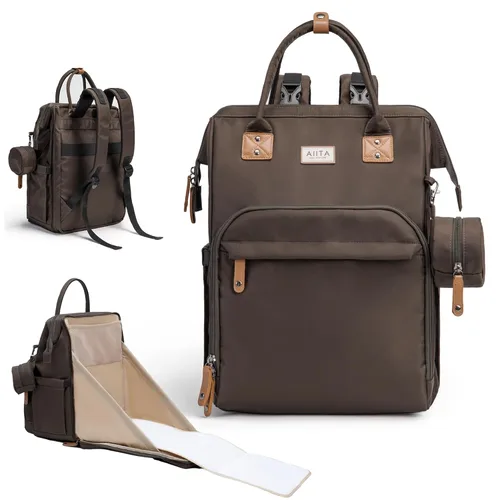 Miniatura 10 de Mochila para Pañales, Bolsa de Pañales Multifunción con Estación de Cambio, Elegantes Bolsas para Bebé, Mochila de Pañales Unisex Grande para Mamá
