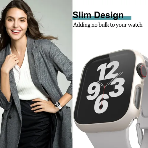 Miniatura 6 de HASDON - Paquete de 12 fundas compatibles con Apple Watch Series 9, 8, 7, de 1.772 pulgadas con protector de pantalla de vidrio templado, cobertura