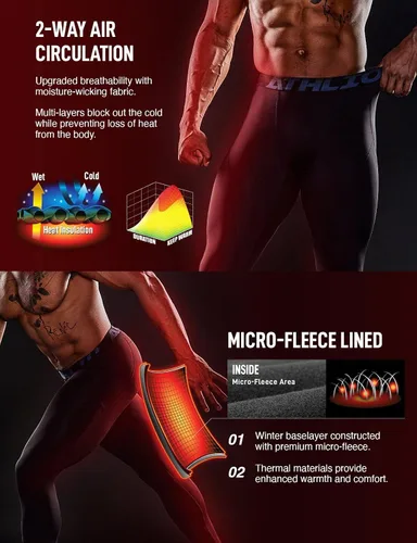 Miniatura 7 de ATHLIO Men's Thermal Compression Pants, Athletic Running Tights & Sports Leggings, Wintergear Base Layer Bottoms