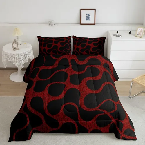 Miniatura 8 de Juego de ropa de cama geométrica azul y negro para niños, niñas, adolescentes, niños, decoración moderna con patrón abstracto, juego de edredón