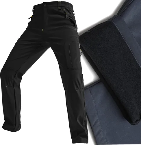 Miniatura 4 de Toomett Pantalones de nieve para senderismo para hombre, esquí, invierno, con forro polar, repelente al agua, campamento, caminar, pesca