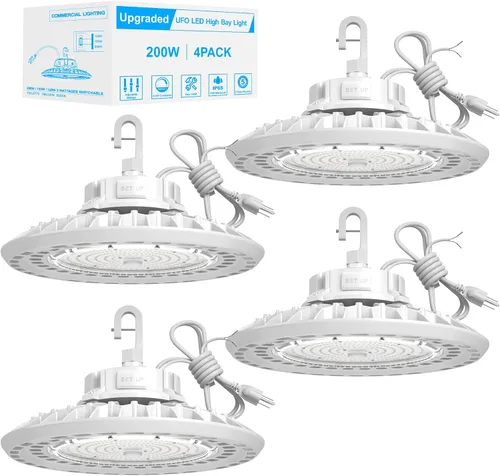 Miniatura 11 de Luz LED UFO High Bay 150W, 22,500LM 5000K luces LED, cable de 5 pies con enchufe de EE. UU., gancho para colgar, cuerda segura, certificación ETL