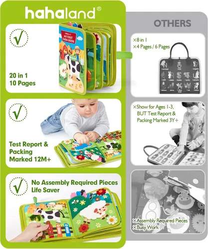 Miniatura 2 de hahaland Libro de actividades para niños pequeños de 1 a 3 años – Juguetes Montessori para niños de 1 año, regalos para niñas, juguetes educativos