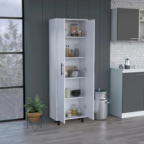 Miniatura 3 de DEPOT E-SHOP Gabinete Multistorage 71" H, 5 Estantes Internos, 2 Puertas, Blanco