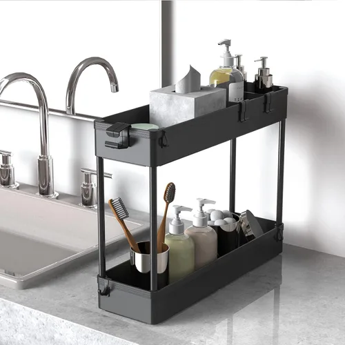 Miniatura 3 de SAKA - Carrito de almacenamiento delgado, carrito de almacenamiento rodante para el baño de 4 niveles, carrito organizador móvil de estanterías