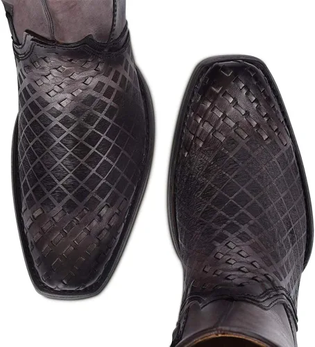 Miniatura 7 de Bota Hombre Cuadra en Piel Genuina con Cremallera Negro