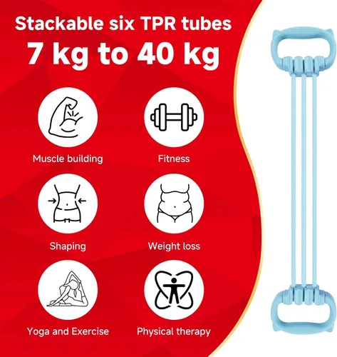 Miniatura 3 de Bandas de Resistencia Ajustables de 6 Niveles, Bandas de Resistencia para Fitness, Bandas de Ejercicio con Agarres Cómodos, Unisex, para Brazos