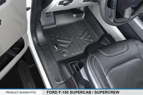 Miniatura 2 de SMARTLINER Juego de alfombrillas de piso de ajuste personalizado de 2 filas compatibles con Ford F-150 2015-2025