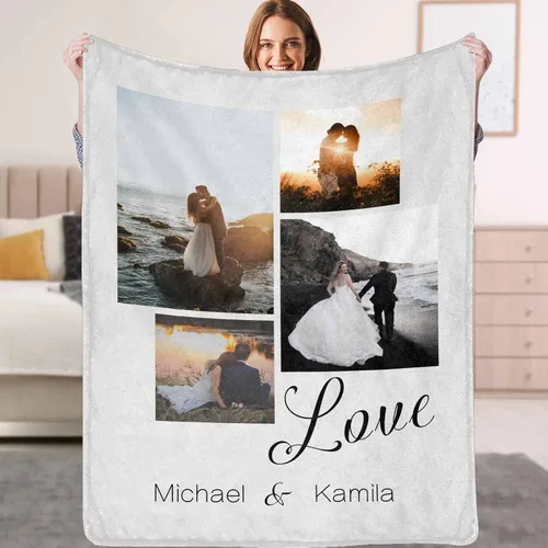 Miniatura 9 de Manta personalizada con fotos de collage para abuelos, mantas personalizadas con el mejor abuelo de todos los tiempos, cumpleaños, vacaciones