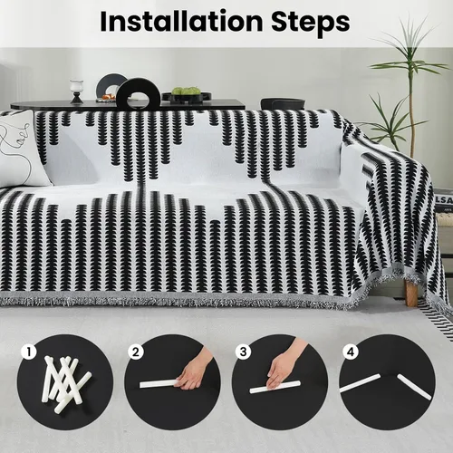 Miniatura 5 de Funda de sofá de felpilla lavable para sillón de un solo cojín, funda de sofá antideslizante, reversible, geométrica jacquard, funda de sofá Negro