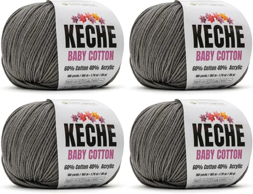 Miniatura 35 de Keche Hilo de algodón, 60% algodón, 40% hilo acrílico, hilo de algodón suave para crochet y tejer, hilo amigurumi, 1 madeja/bola, 1.76 onzas (50g)
