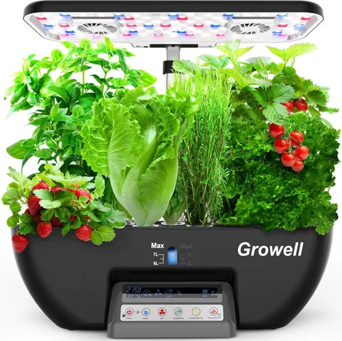 Kit de Sistema de Cultivo Hidropónico Growell, Jardín de Hierbas de 17 Cápsulas con 102 Luces de Cultivo de 28W de Espectro Completo y 2