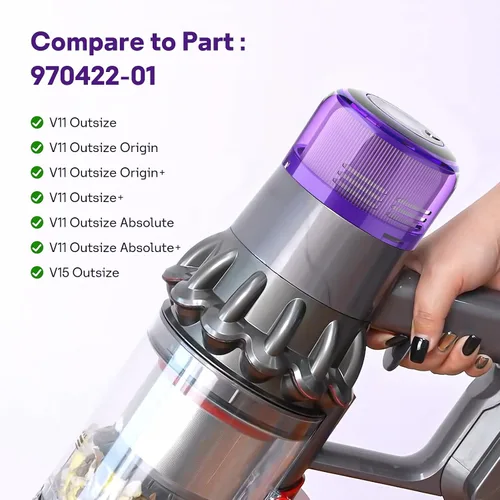 Miniatura 3 de Paquete de 2 filtros de piezas de repuesto para Dyson V11 Outsize, V11 Outsize Origin, Outsize, Compare con la pieza: 970422-01