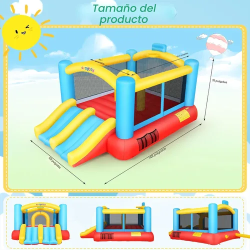 Miniatura 7 de WHUBEFY Casa de rebote, casa inflable para niños con ventilador incluido, casa de juegos para interiores y exteriores, casa inflable para patio