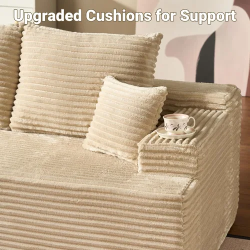 Miniatura 6 de Sofás seccionales Cloud de 96 pulgadas para sala de estar, sofá sin hueso en forma de L con cómoda silla, sofá modular con asiento profundo,